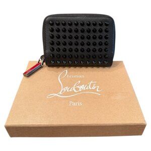 Christian Louboutin Panettone Black Spike Zip Cardholder w/ Box